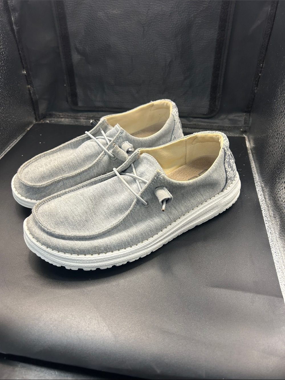 Hey Dude Men’s Light Gray Slip-On Canvas Loafers